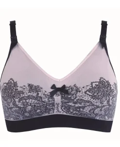 Cache Cœur Soutiens-gorge Sans Armatures|Soutiens-gorge Sans Armatures-Brassière de grossesse et d'allaitement Illusion Dentelle vintage Gris