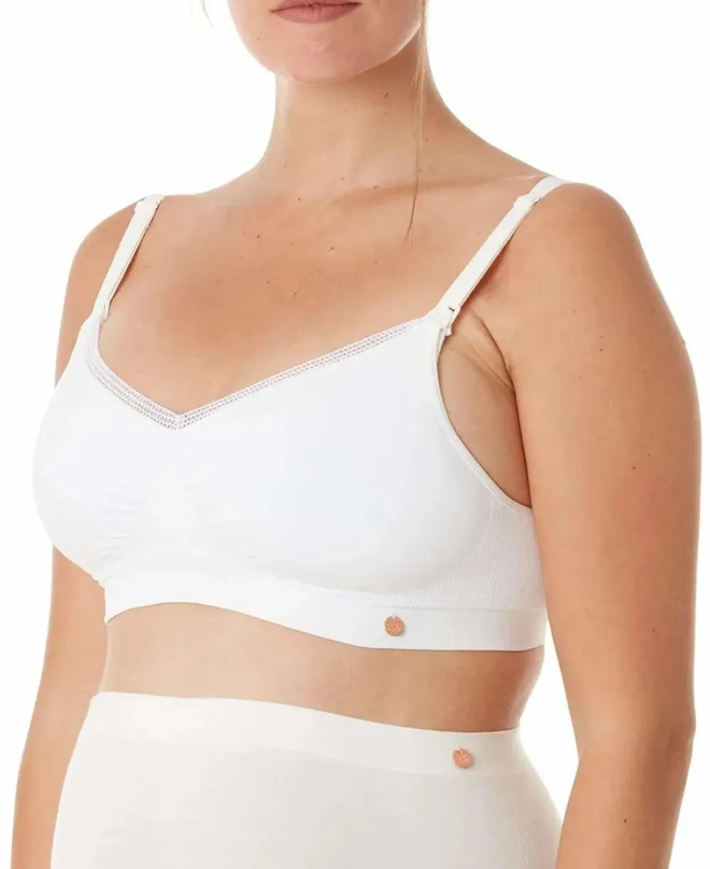Cache Cœur Soutiens-gorge Sans Armatures|Soutiens-gorge Sans Armatures-Brassière de grossesse et d’allaitement Organic naturel Blanc