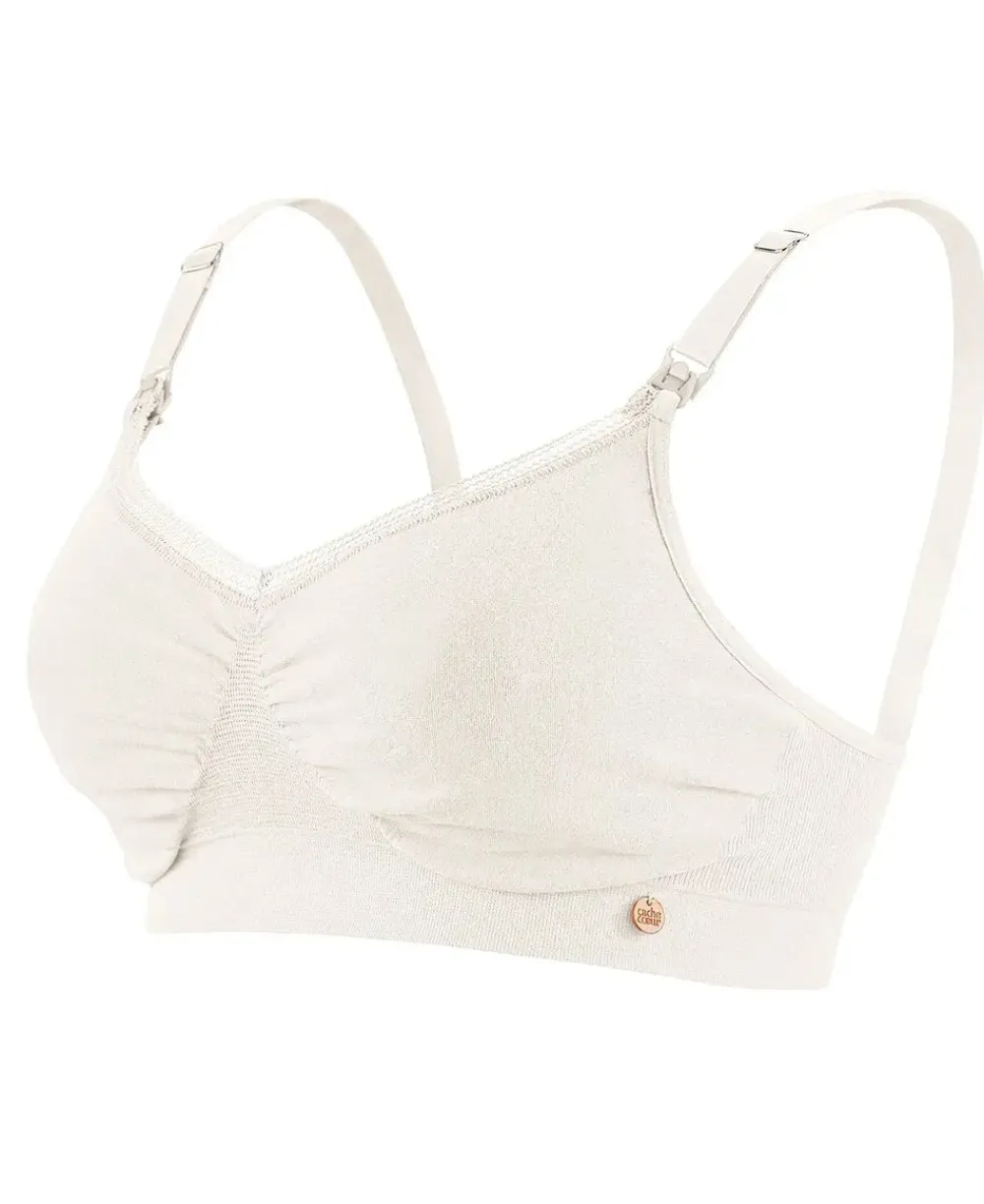 Cache Cœur Soutiens-gorge Sans Armatures|Soutiens-gorge Sans Armatures-Brassière de grossesse et d’allaitement Organic naturel Blanc