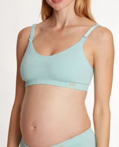 Cache Cœur Soutiens-gorge Sans Armatures|Soutiens-gorge Sans Armatures-Brassière de grossesse et d’allaitement Zoé vert d'eau