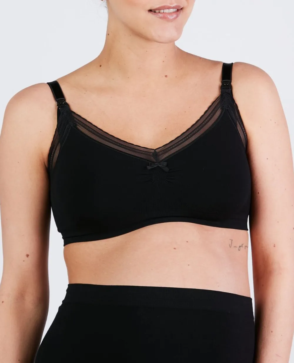 Cache Cœur Soutiens-gorge Sans Armatures|Soutiens-gorge Sans Armatures-Brassière de grossesse et d'allaitement Milk Noir