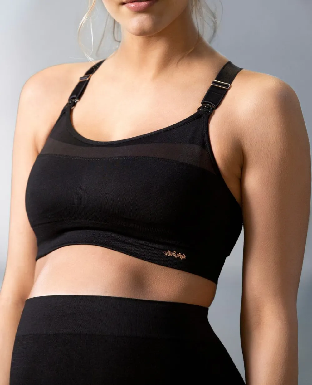 Cache Cœur Sportswear De Maternité|Soutiens-gorge Sans Armatures-Brassière de sport de grossesse et d’allaitement Woma noir