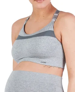 Cache Cœur Sportswear De Maternité|Soutiens-gorge Sans Armatures-Brassière de sport de grossesse et d’allaitement Woma gris