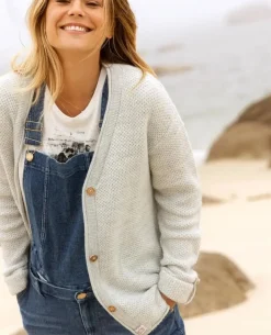 Cache Cœur Pulls D'allaitement|Hauts-Cardigan de grossesse en maille Abelha gris perle