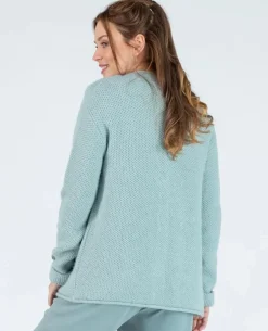 Cache Cœur Pulls D'allaitement|Hauts-Cardigan de grossesse en maille Abelha sauge