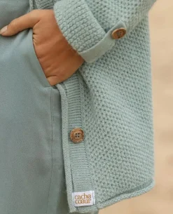 Cache Cœur Pulls D'allaitement|Hauts-Cardigan de grossesse en maille Abelha sauge