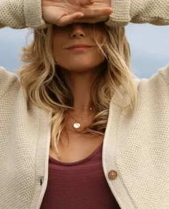 Cache Cœur Pulls D'allaitement|Hauts-Cardigan de grossesse en maille Abelha beige