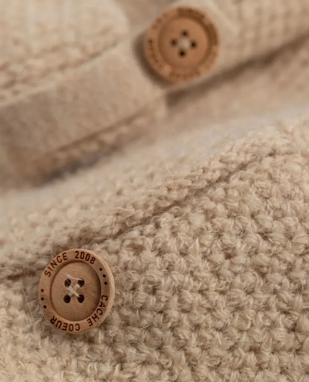 Cache Cœur Pulls D'allaitement|Hauts-Cardigan de grossesse en maille Abelha beige
