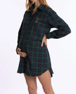 Cache Cœur Homewear|Nuisettes Grossesse-Chemise de nuit de grossesse et d’allaitement Teddy vert