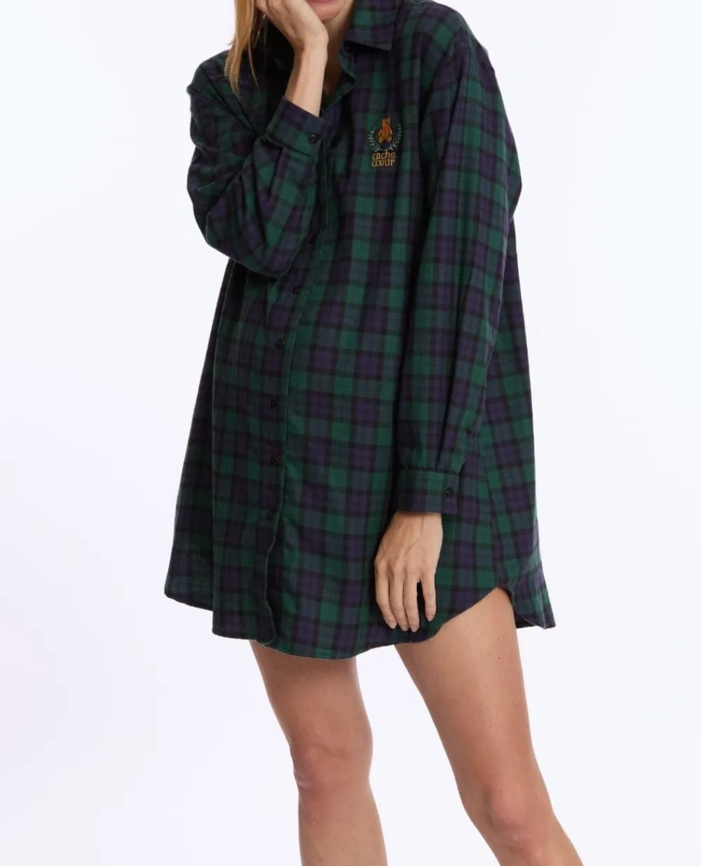 Cache Cœur Homewear|Nuisettes Grossesse-Chemise de nuit de grossesse et d’allaitement Teddy vert