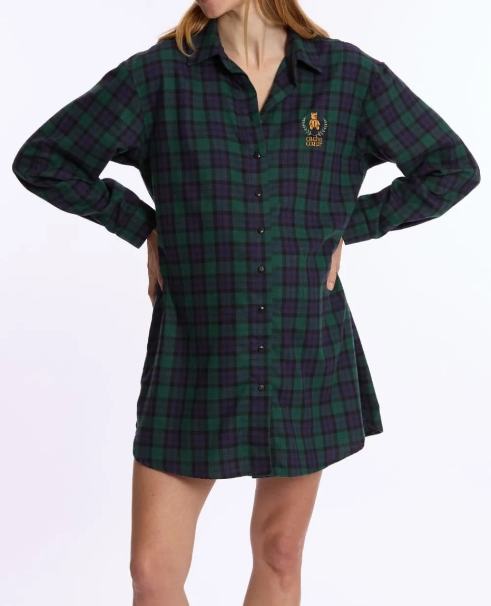 Cache Cœur Homewear|Nuisettes Grossesse-Chemise de nuit de grossesse et d’allaitement Teddy vert