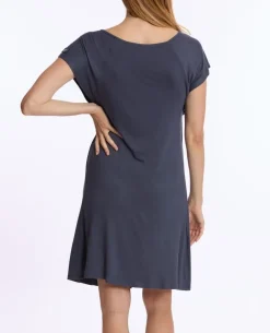 Cache Cœur Homewear|Nuisettes Grossesse-Chemise de nuit de maternité et d’allaitement Louna bleu nuit