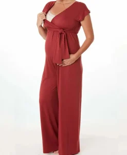 Cache Cœur Homewear|Pyjamas Grossesse-Combinaison de grossesse et d’allaitement Origin terracotta