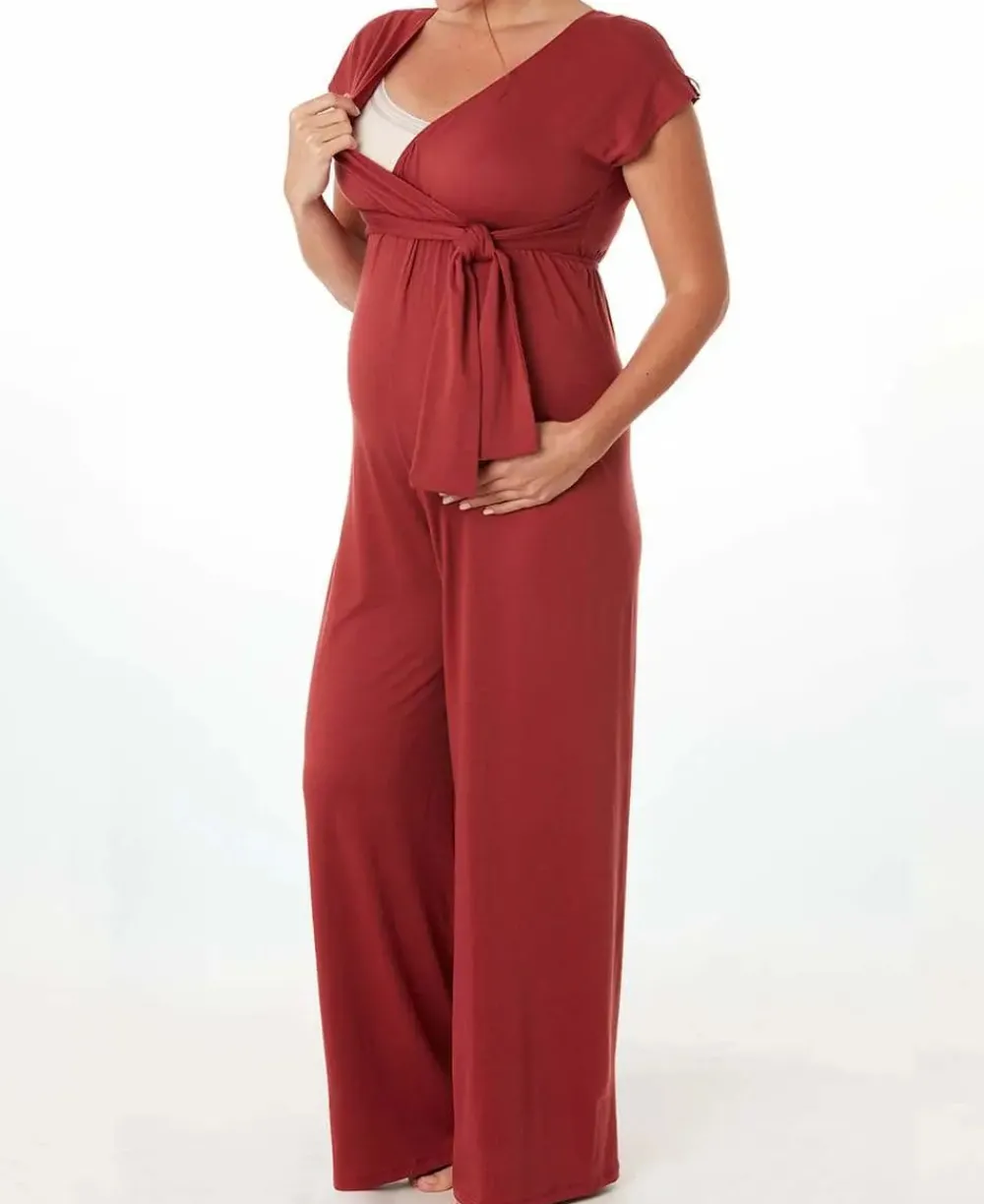 Cache Cœur Homewear|Pyjamas Grossesse-Combinaison de grossesse et d’allaitement Origin terracotta
