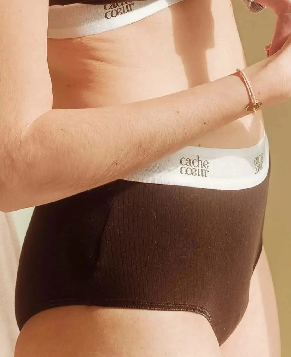 Cache Cœur Coussinets D'allaitement|Coussinets D'allaitement Lavables-Culotte menstruelle ultra absorbante Bodyguard noir