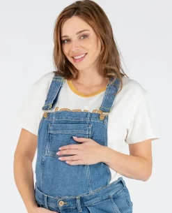 Cache Cœur Jeans-Haut de salopette en jean Charlie mid blue Bleu