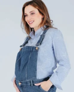 Cache Cœur Jeans-Haut de salopette en jean Fisher mid blue used