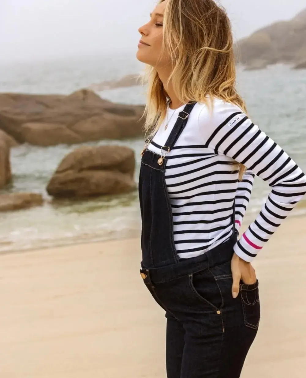 Cache Cœur Jeans-Haut de salopette en jean Stone brut