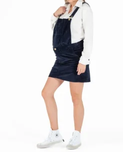 Cache Cœur Pantalons, Jupes & Shorts|Jeans-Jupe salopette de grossesse en velours Bonnie marine