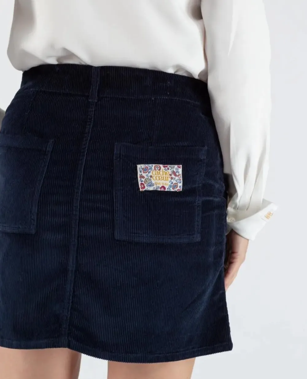Cache Cœur Pantalons, Jupes & Shorts|Jeans-Jupe velours de grossesse Bonnie marine