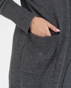 Cache Cœur Pulls D'allaitement|Vestes D'intérieur-Long cardigan de grossesse en cachemire Laurie anthracite