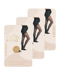Cache Cœur Bundles / Pack / Lots|Bundles / Pack / Lots-Lot de 3 paires de collants fins (30 deniers) - Activ' Light noir