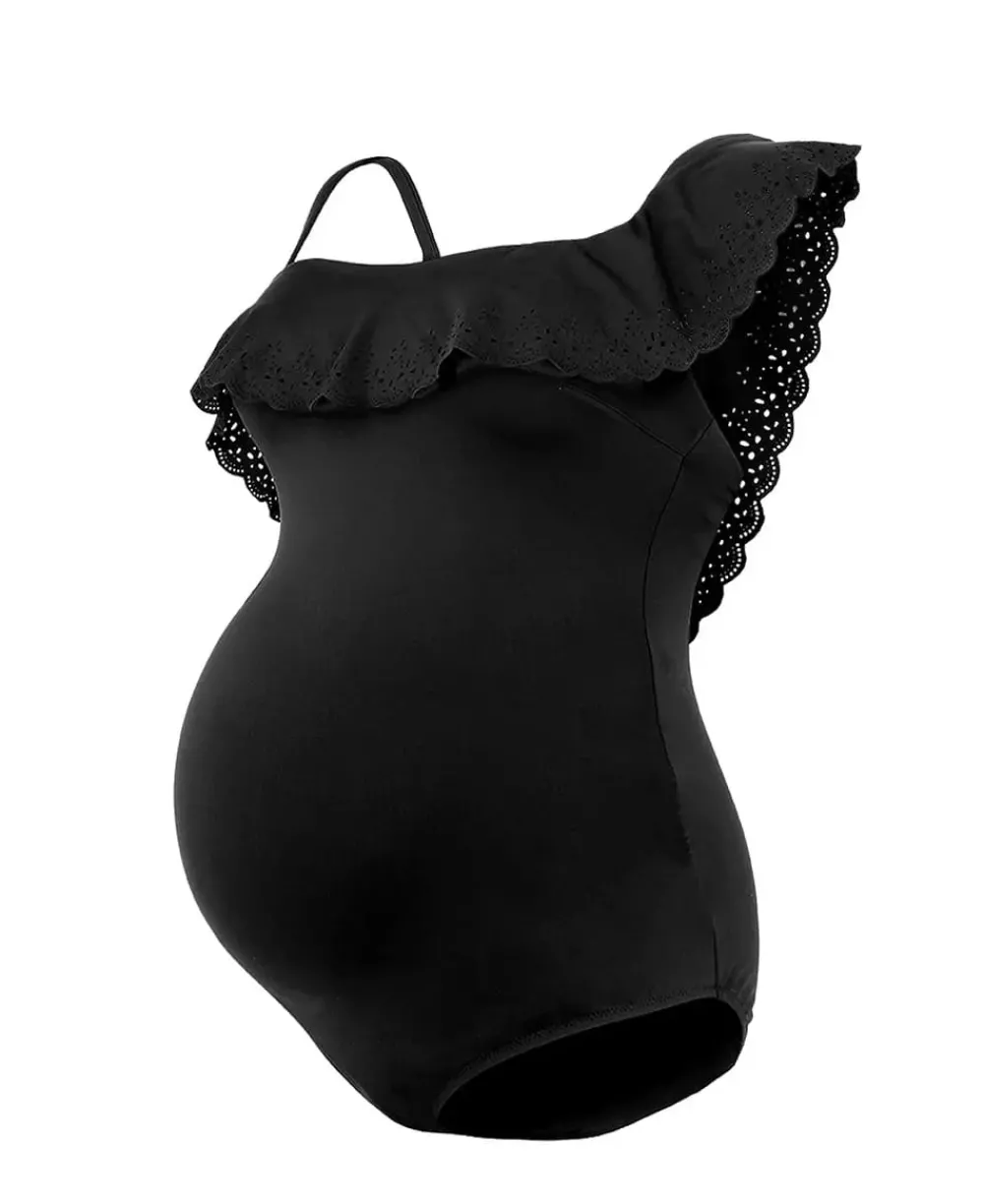 Cache Cœur Maillots De Bain De Grossesse|Maillots De Bain Allaitement-Maillot de bain de grossesse Bloom Noir