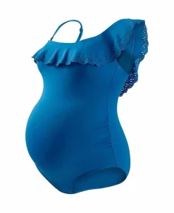 Cache Cœur Maillots De Bain De Grossesse|Maillots De Bain Allaitement-Maillot de bain de grossesse Bloom retro blue Bleu