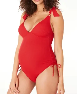 Cache Cœur Maillots De Bain De Grossesse|Maillots De Bain Allaitement-Maillot de bain de grossesse Porto Vecchio Rouge