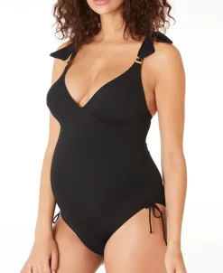 Cache Cœur Maillots De Bain De Grossesse|Maillots De Bain Allaitement-Maillot de bain de grossesse Porto Vecchio Noir