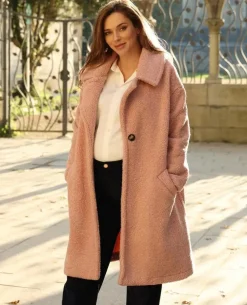 Cache Cœur Vestes & Manteaux-Manteau long de maternité oversize Léonie rose
