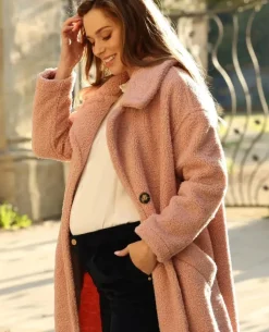 Cache Cœur Vestes & Manteaux-Manteau long de maternité oversize Léonie rose