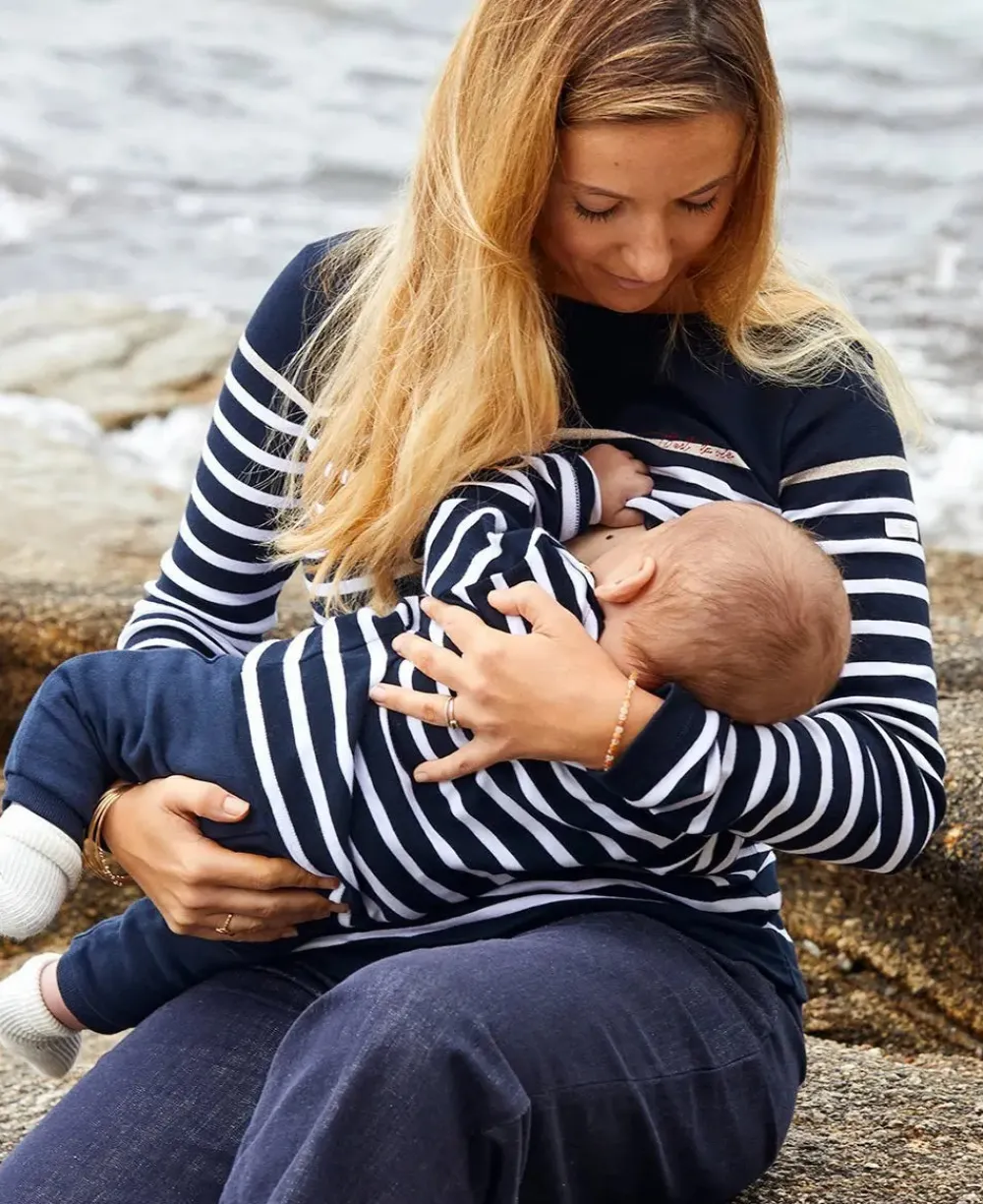 Cache Cœur Accessoires Bebe|Hauts-Marinière BÉBÉ Morgat marine coton bio - Made in France -