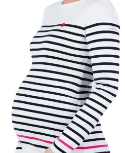 Cache Cœur Pulls D'allaitement|Chemises Et Tops D'allaitement-Marinière de grossesse blanc et marine Brest - Made in France