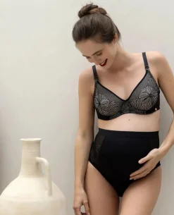 Cache Cœur Culottes De Grossesse|Culottes Et Shortys-Maxi culotte de maternité noir DAHLIA