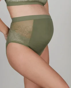 Cache Cœur Culottes De Grossesse|Culottes Et Shortys-Maxi culotte de maternité kaki DAHLIA