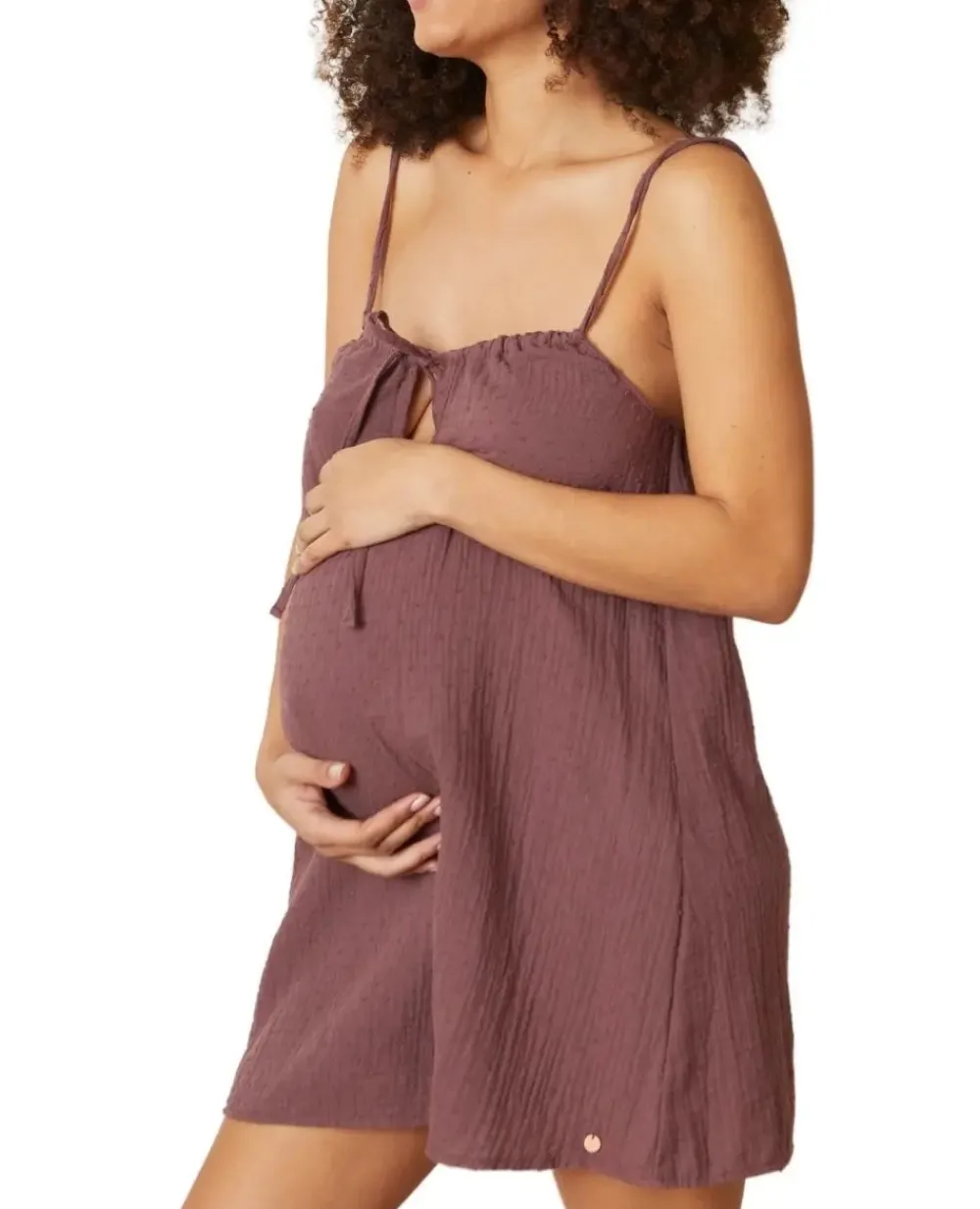Cache Cœur Homewear|Nuisettes Grossesse-Nuisette de grossesse et d'allaitement Trousseau Prune