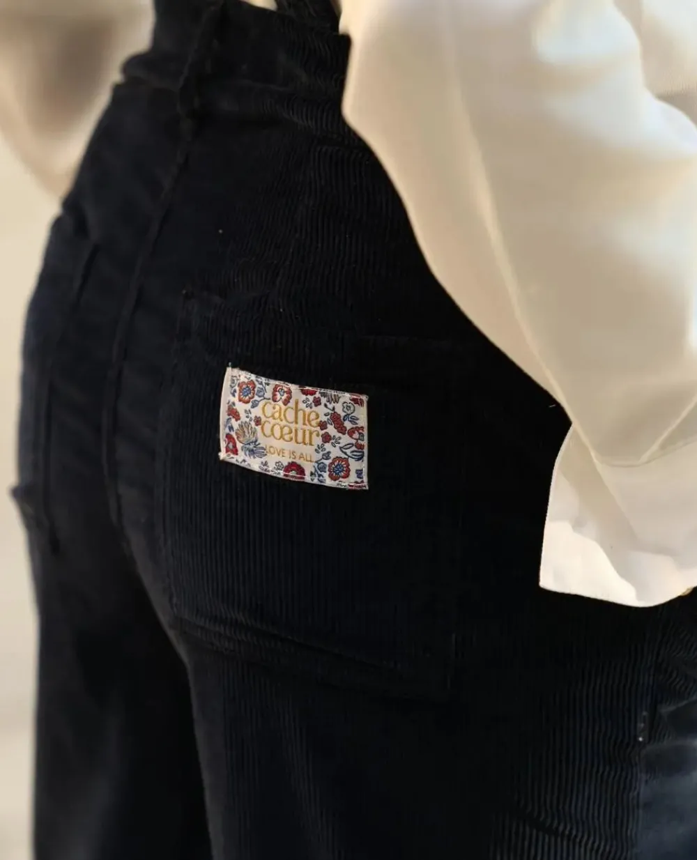 Cache Cœur Jeans-Pantalon velours de grossesse Clyde marine