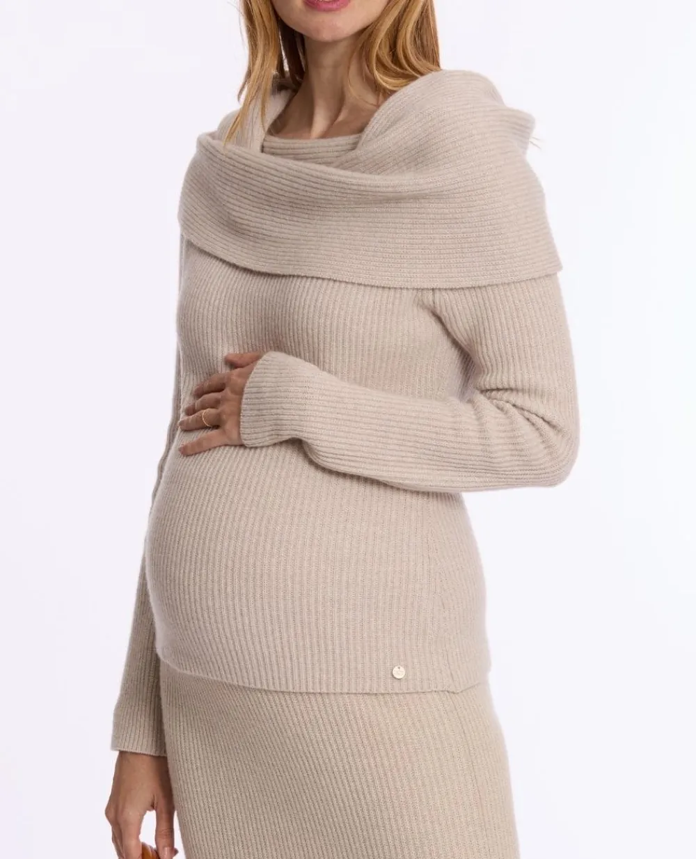Cache Cœur Chemises Et Tops D'allaitement|Hauts-Pull de grossesse et d’allaitement Kim beige