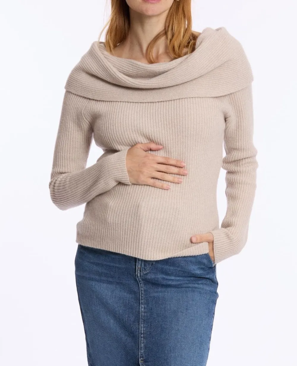 Cache Cœur Chemises Et Tops D'allaitement|Hauts-Pull de grossesse et d’allaitement Kim beige