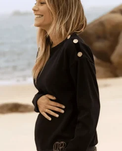 Cache Cœur Pulls D'allaitement|Hauts-Pull marin de grossesse Molene noir