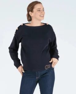 Cache Cœur Pulls D'allaitement|Hauts-Pull marin de grossesse Molene noir