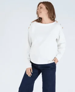 Cache Cœur Pulls D'allaitement|Hauts-Pull marin de grossesse Molene ivoire
