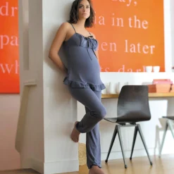 Cache Cœur Homewear|Pyjamas Grossesse-Pyjama de grossesse et d'allaitement DELICIOUS ardoise