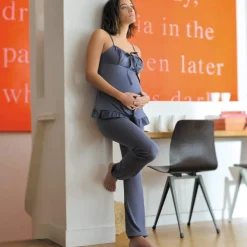 Cache Cœur Homewear|Pyjamas Grossesse-Pyjama de grossesse et d'allaitement DELICIOUS ardoise