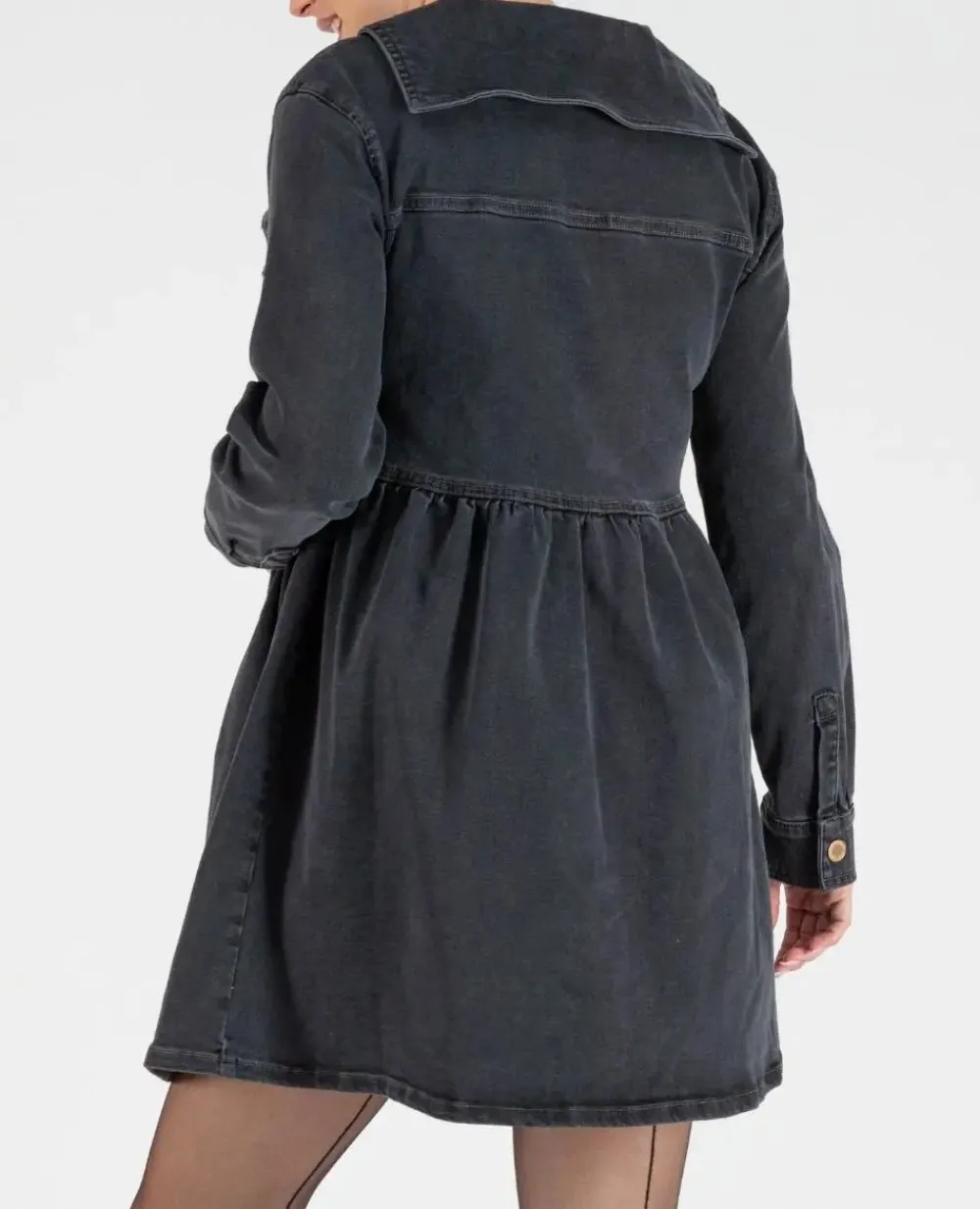 Cache Cœur Robes Et Combinaisons De Maternité|Robes-Robe courte jean de grossesse et d'allaitement Nina gris