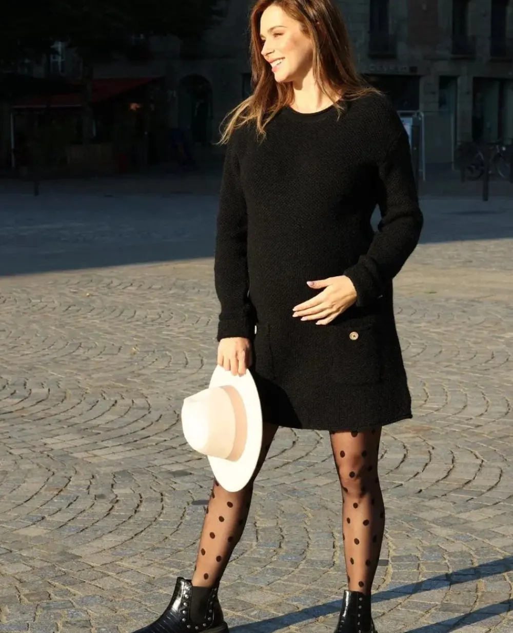 Cache Cœur Robes|Robes Et Combinaisons De Maternité-Robe pull de grossesse et d'allaitement Honey noir