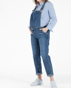 Cache Cœur Pantalons, Jupes & Shorts|Salopettes & Combinaisons-Salopette de grossesse en jean Carrie mid blue used