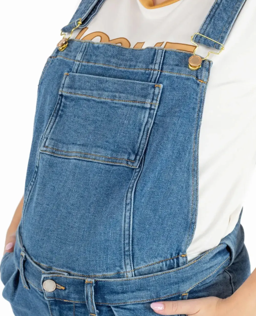 Cache Cœur Pantalons, Jupes & Shorts|Salopettes & Combinaisons-Salopette de grossesse en jean Kelly mid blue
