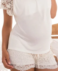 Cache Cœur Pyjamas & Homewear-Short de grossesse Sofia Blanc